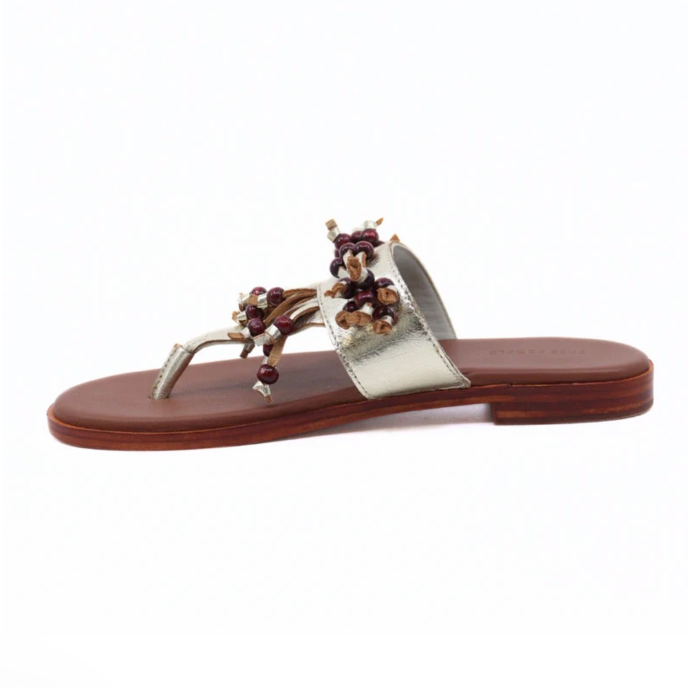 Free People Sadie Fringe Gold Metallic Sandals New! - Picture 6 of 14